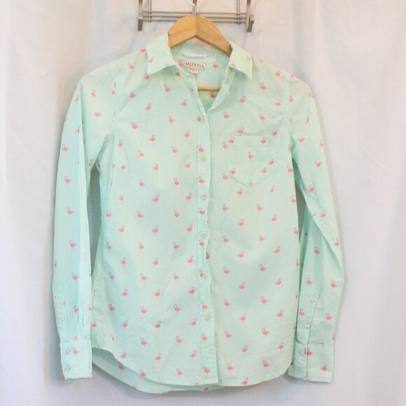 Merona Pink & Green Flamingo Buttondown - Picture 5 of 7
